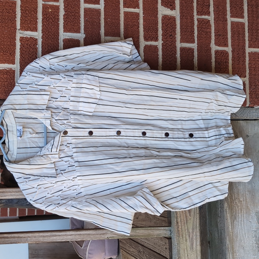 Tap & Co 90s Straight And Pleated Button Up Vintage Shirt 26 W Women's USA Cream